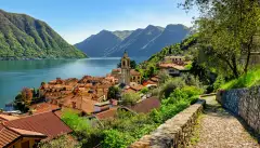 Landscape image of Lake Como and Greenway track in Italy